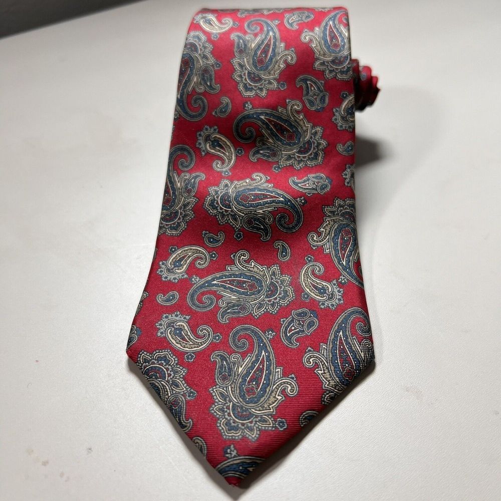 Christian Dior Monsieur Silk Tie Red Paisley Vintage Mens‎ Necktie Made in USA